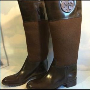 Tory Burch brown wool leather riding boot sz 7.5
